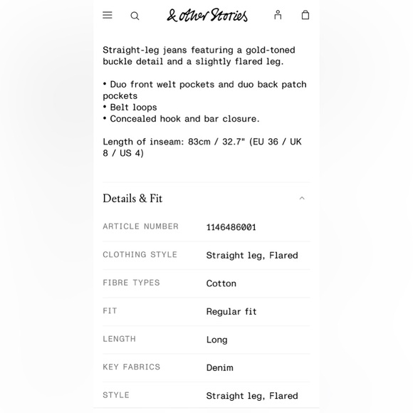 & Other Stories Straight Gold-Buckle Jeans - Picture 9 of 16